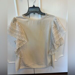 Vero Moda Cream Blouse with Lace Sleeves